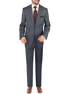 DTI BB Signature Italian Mens Two Button 2 Piece Wool Suit Ticket Pocket - Picture 1 of 6