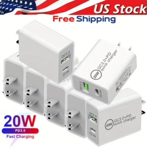 For iPhone 14 13 12 11  20W Fast Charger Block USB Type C Wall Power Adapter Lot - Picture 1 of 10