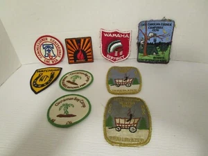 Vintage Lot 9 Embroidered Patches Boy Scouts of America Camp Patches - Picture 1 of 5