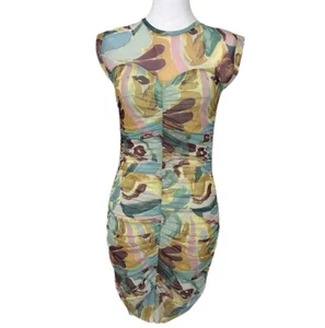 Ted Baker Amelia Ruched Bodycon Mini Dress Multicolor Women’s Sz 0 US 2 Stretch - Picture 1 of 16