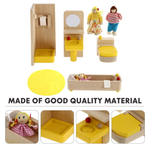 Miniatur Badezimmer Set für 1:12 Puppenhaus - WC, Waschtisch, Badewanne, Spiegel