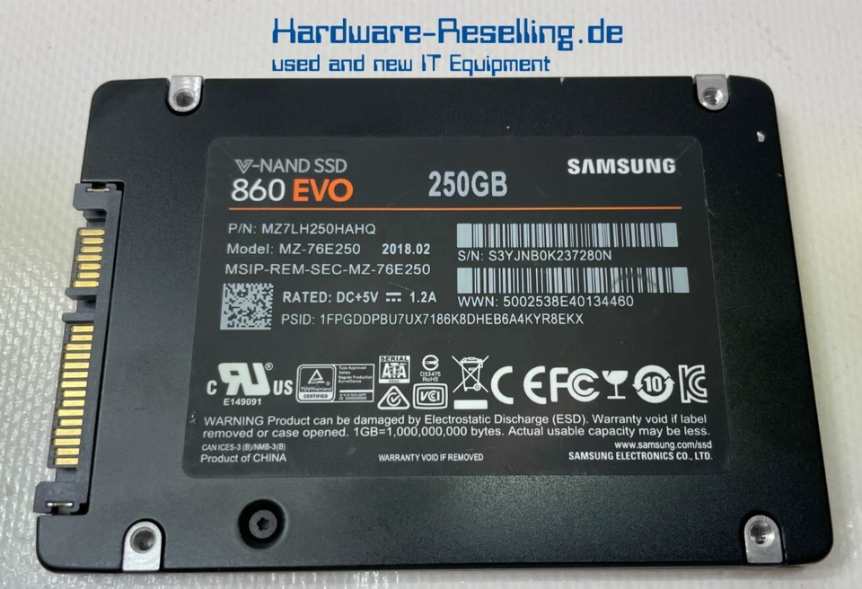 Samsung 860 EVO 250 Go 2,5" SATA III 6G V-NAND SSD 512 Mo MZ-76E250 MZ7LH250HAHQ - Photo 1/1