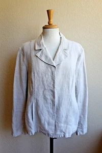 Coldwater Creek 100% Linen Khaki Fitted blazer Jacket 16 Womens - Picture 1 of 3