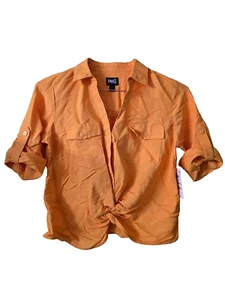 INC People Safari Babe Linen Blend Top Peach Pit Size XS - Picture 1 of 2