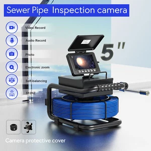 Cámara de inspección de tuberías 50M + autonivelante 512HZ + DVR cámara de drenaje alcantarillado monitor de 5"" - Imagen 1 de 12