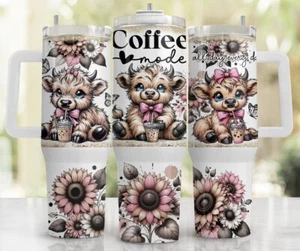 40oz Tumbler, Cow, Highland Cow, Coffee Cup,Sunflower,Travel Cup - Picture 1 of 1