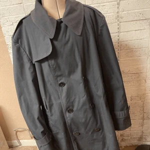 Vintage Men's DPSC Trench Coat By American Apparel Size 42S Black Army - Picture 1 of 16
