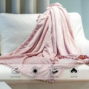 Plush Fleece Throw Blanket Super Soft Lightweight Blanket Pink 60" * 80" - Picture 1 of 3