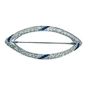 Antike Art Deco 2,29 Karat OEC Diamant Saphir Platin Verschluss Haarspange 10,8 g - Bild 1 von 12