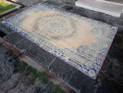 Alfombra antigua turca alfombra bohemia alfombra Oushak alfombra vintage alfombra de lana hecha a mano Foto 1 de 4