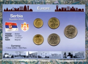 Juego de monedas Littleton World Serbia UNC 1,2,5,10,20 Dinara 2009 - Imagen 1 de 2