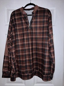Camisa marrón a cuadros para mujer con cremallera de cuarto 2xl - Imagen 1 de 5