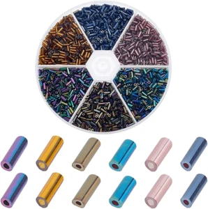 2760Pcs Glass Bugle Beads 6 Colors Glass Tube Beads 4Mm Tube Spacer Beads Czech - Picture 1 of 7