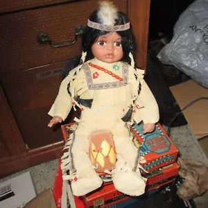 Vintage Cathay Collection Porcelain Doll Native American, from collectors case - Picture 1 of 20