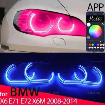 App Control RGB DTM Cristal LED Ojos de Ángel Anillo para BMW X6 E71 E72 X6M 2008-2014 Foto 1 de 4