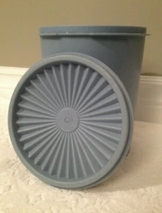 Retro TUPPERWARE; 809 810 WARM-COUNTRY-BLUE M Servalier Stackable-Canister - Picture 1 of 12