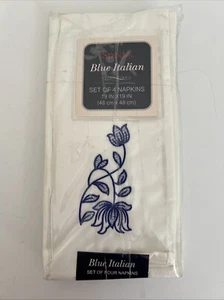 Spode Blue Italian Set 4 Napkins Embroidered 19 in X 19 in Avanti New In Package - Picture 1 of 7