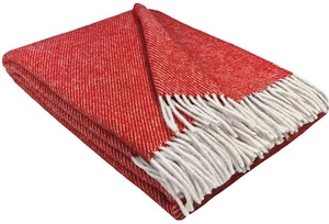 SALE! Wolldecke 100% Schurwolle Wohndecke Plaid Decke 140 x 200cm Rot - Bild 1 von 4
