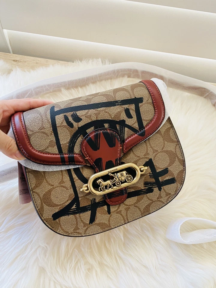 Coach Jade Saddle Bag in Signature Canvas W Rexy by Guang Yu 1501 Ol/khaki Multi