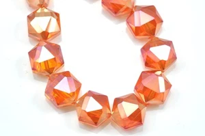 20 x 12mm Faceted Hexagon Cut Glass Crystal Beads for Jewellery Making Craft - Picture 1 of 9