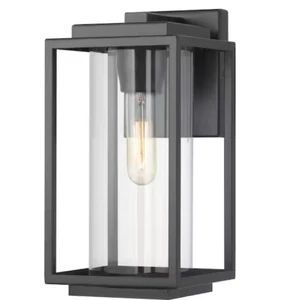 Progress Lighting Macstreet 12" 1-Light Matte Black Outdoor Wall Lantern Glass - Picture 1 of 5