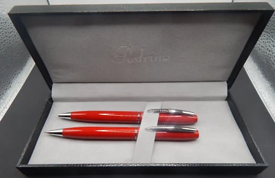 Nuevo Stock Antiguo - Juego de Bolígrafos Padrino Laca Roja Foto 1 de 3