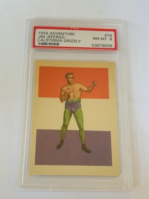 Boxing Trading Card 1956 Adventure PSA 8 Jim Jeffries California Grizzly #79 CA - Image 1 of 2