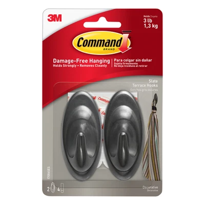 Command Medium Terrace Hooks [Removable]: 2-pack (Slate Gray) - Image 1 of 3