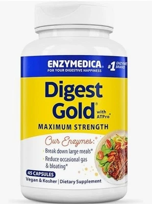 Enzymedica Digest Gold+ Probióticos (45 Cápsulas) Enzimas Reducen Gases e Hinchazón Foto 1 de 4