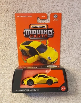 Porsche 911 Carrera 4S 2020 Matchbox, amarillo, piezas móviles, regalo, Wiz Khalifa Foto 1 de 3