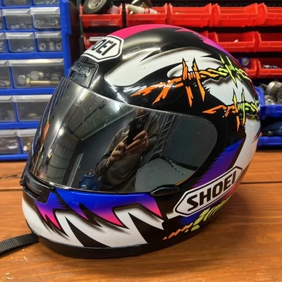 Casco completo vintage Shoei 1995 dibujos animados zorro/visera transparente/talla grande  Foto 1 de 4