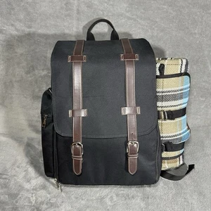 Juego de mochila de picnic aislada negra para exteriores - Imagen 1 de 9