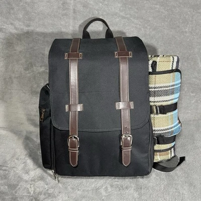 Черный изолированный рюкзак для пикника уличный набор - Изображение 1 из 4