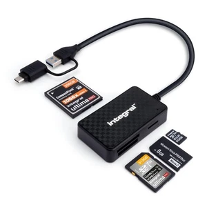 Lector de Tarjetas de Memoria Integral 4 en 1, Adaptador USB 3.0 y USB C a microSD, SD, - Imagen 1 de 5