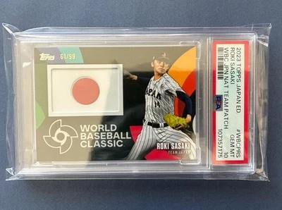 Roki Sasaki 2023 Topps Japan WBC Patch Limited /99 Dodgers PSA 10 - Image 1 of 2