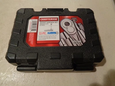 CRAFTSMAN 11 PC 1/4" DRIVE 6PT SAE SOCKET RATCHET WRENCH SET W/CASE 9 34860, new - Image 1 of 4