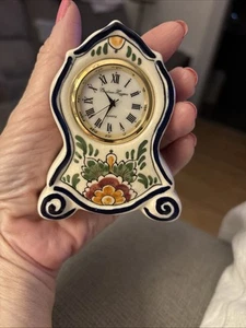 Delfts Handpainted Quartz Clock Haarlem Holland 3.5” Tall - Picture 1 of 6