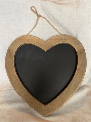 Shabby Chic Wooden Heart Shaped Hanging Blackboard - 29cm x 29cm - Image 1 of 3