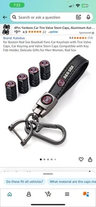 for Boston Red Sox Baseball Fans Car Keychain with Tire Valve Caps, Car Keyring - Picture 1 of 4