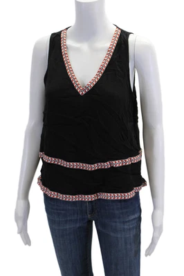 Jack by BB DAKOTA Womens Contrast Trim V Neck Blouse Black Size M - Image 1 of 4