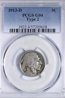 1913-D Type 2 Buffalo Nickel PCGS G04 G4 SAPM - Image 1 of 3