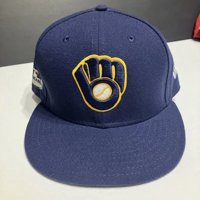 New Era Milwaukee Brewers 2018 Post Season 59FIFTY Hat  7 3/8  Made In USA RARE - Image 1 of 4