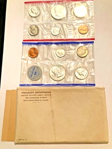 1962 U S Mint Set Silver Complete 10 Coins Original Packaging - Picture 1 of 6