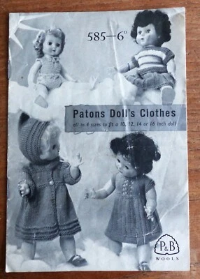 Vintage 1960's Paton's Doll's Clothes Knitting Pattern 585 - Image 1 of 3
