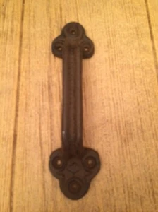 Gate Barn Door Pull Handle Rustic Brown Cast Iron 9" long 0170-05124 - Picture 1 of 12