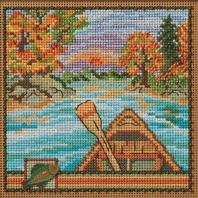 Mill Hill 2024 Autumn Series Buttons & Beads Cross Stitch Kit~ Canoe Ride - Image 1 of 2