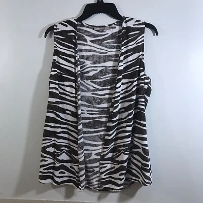 Chico's Animal Print Brown Lightweight Vest Open Front Sz 0 - Image 1 of 3