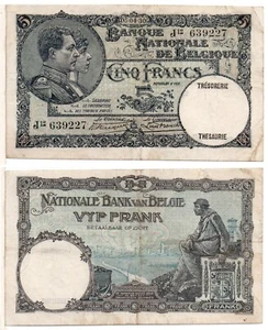 BELGIUM 5 Francs (05-04-1930) Pick 97b, Extra Fine - Picture 1 of 1