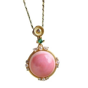 Pink Jade Pendant Necklace Natural 925 Silver Real Accessories Jewelry - Picture 1 of 5