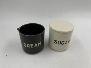 Juego de cerámica de 3 pulgadas blanco y negro crema y azúcar AA02B40021 - Imagen 1 de 7